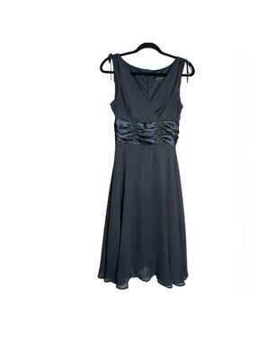 Connected Apparel Grey Sleeveless Chiffon Surplice Party Wedding Guest Dress, 6